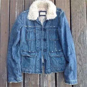 Abercrombie & Fitch Quilt Sherpa Denim Jean Jacket